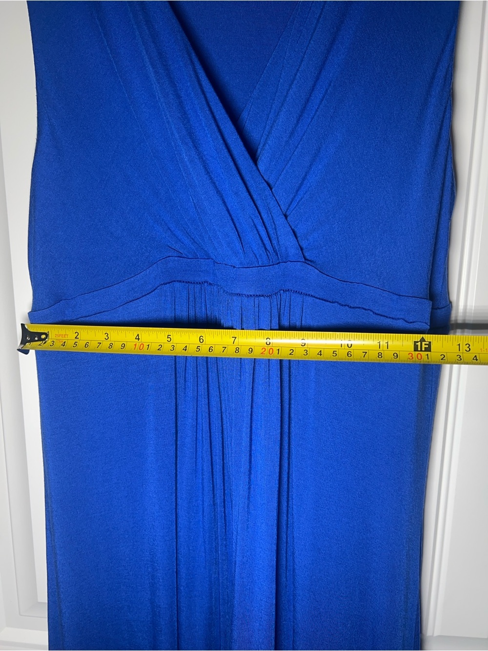 Matty M Blue Maxi Dress Womens Large Sleeveless Empire Waist Stretch Knit - Picture 5 of 8